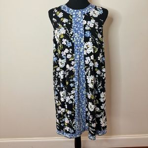 J. Jill Black Blue Multicolor Floral Sleeveless Dress